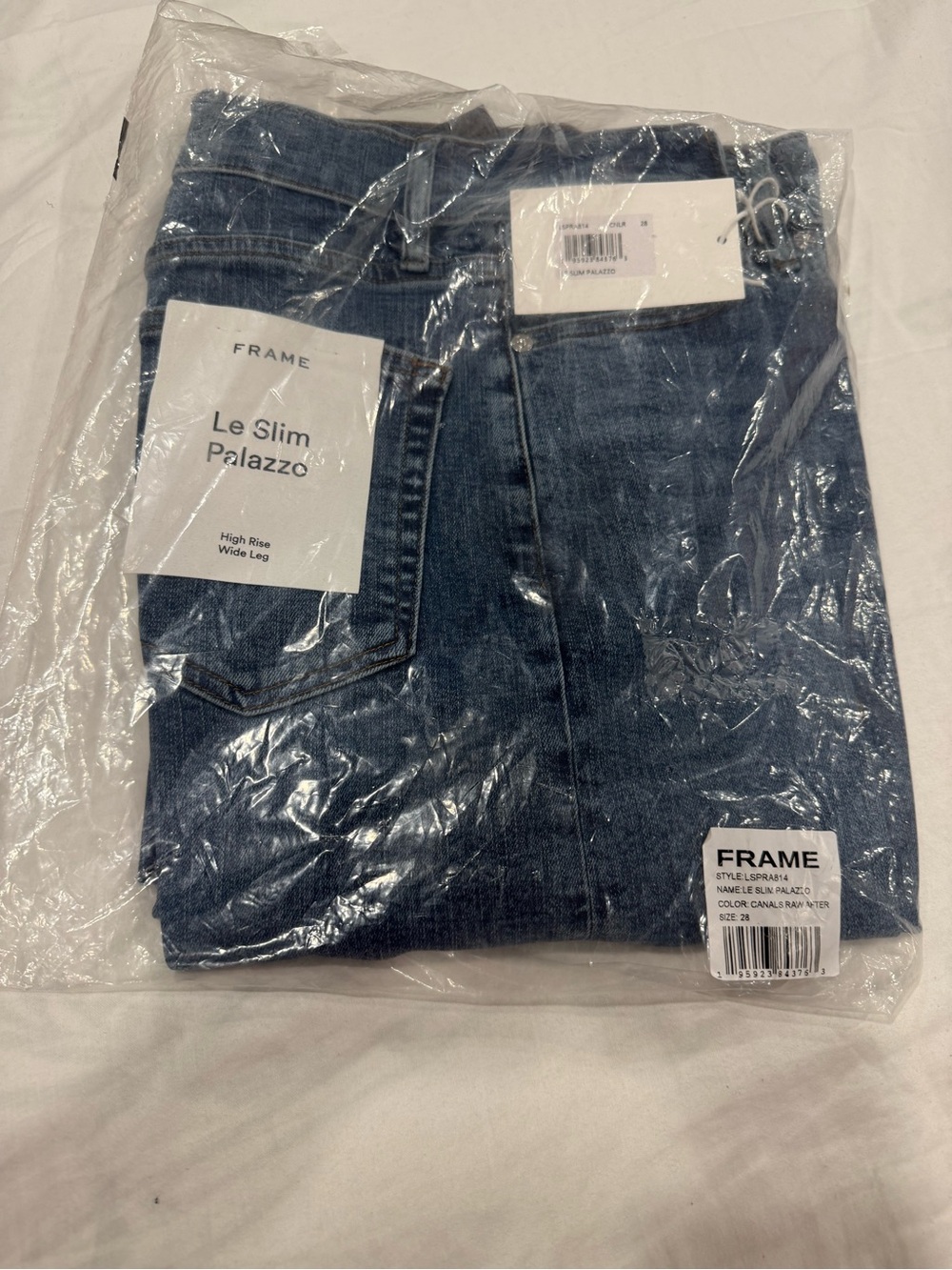 NWT FRAME Le Slim Palazzo High Rise Wide Leg Jeans Canals Raw After 28 Sealed - Picture 9 of 11